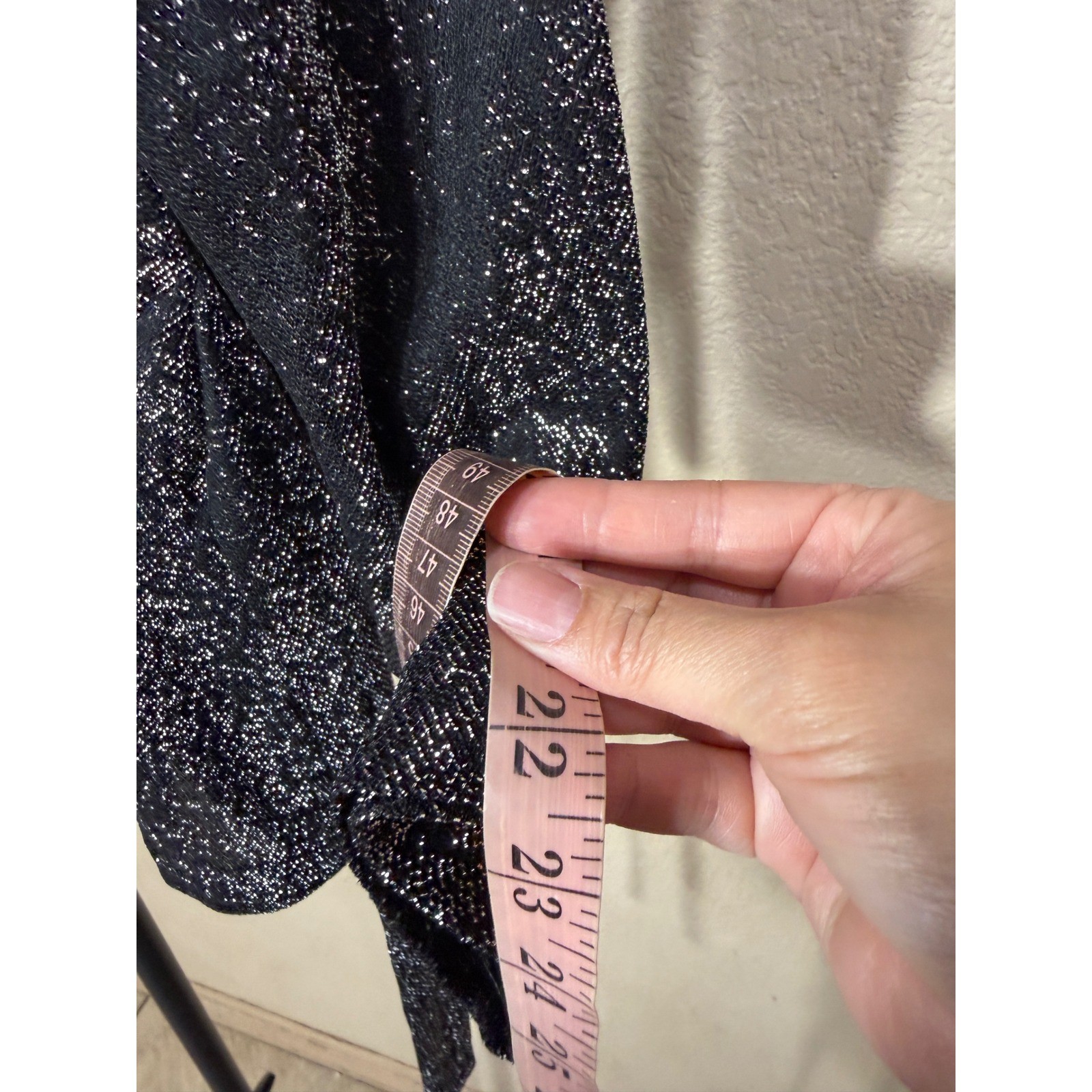 Vintage Metallic Silver Black Wrap Cardigan Tie Waist Shimmer Knit Size 9