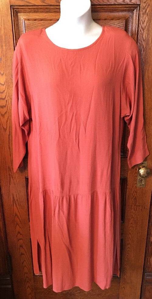 Vintage CHEX CALIFORNIA FAMILY Paprika 2-pc Dropwaist Lagenlook DRESS, Sz 16W