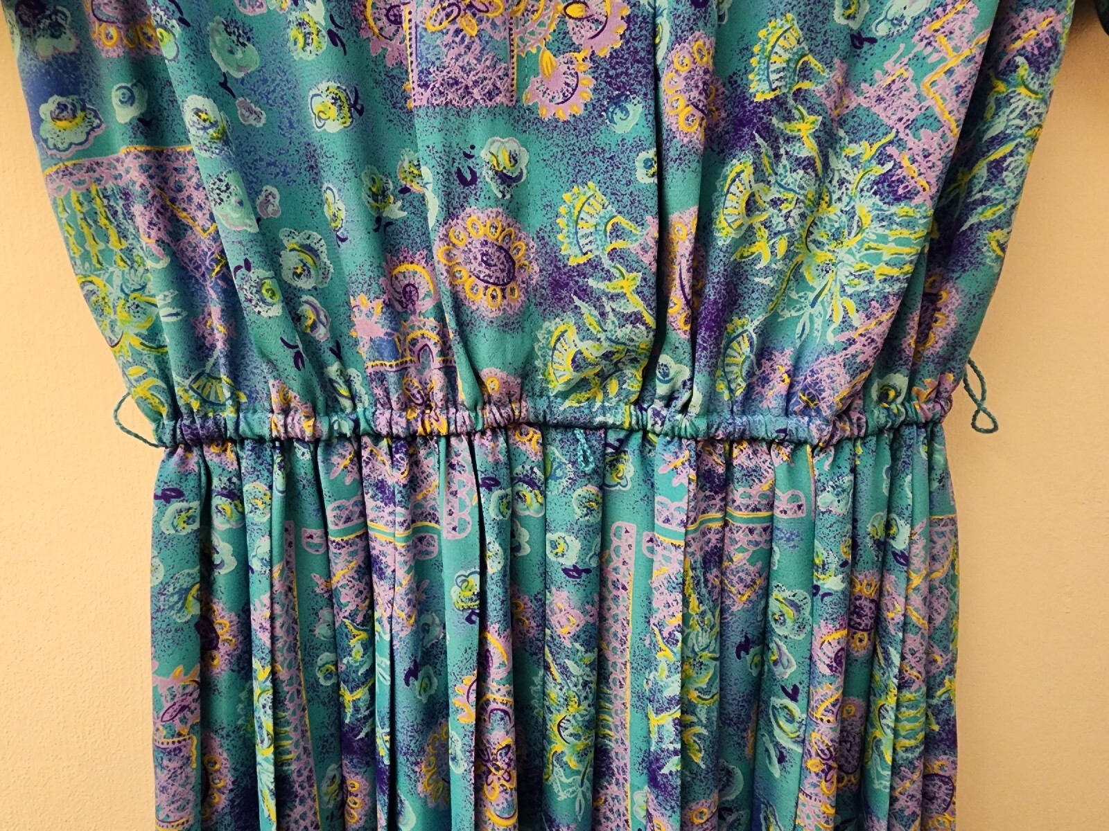 VTG Lady Carol Petites Of New York Pleated Floral Office Dress With Belt Size 8