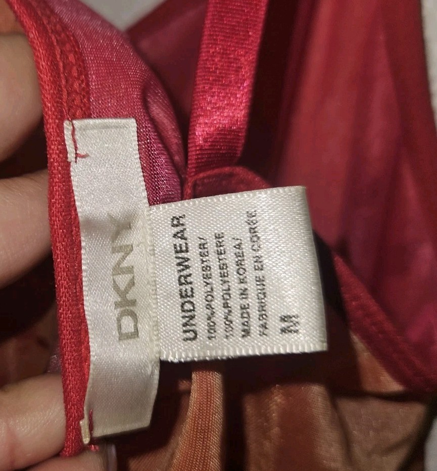 Vintage Y2K DKNY Sheer Floral Iridescent Slip Dress Cami Orange Pink M