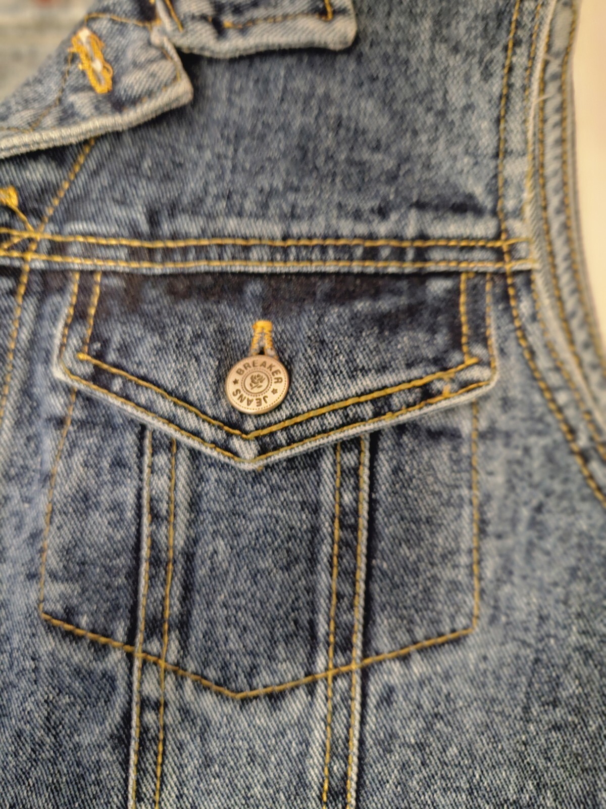Vintage 90s Breaker Jeans Womens Vest Size Small Button Down Denim Biker