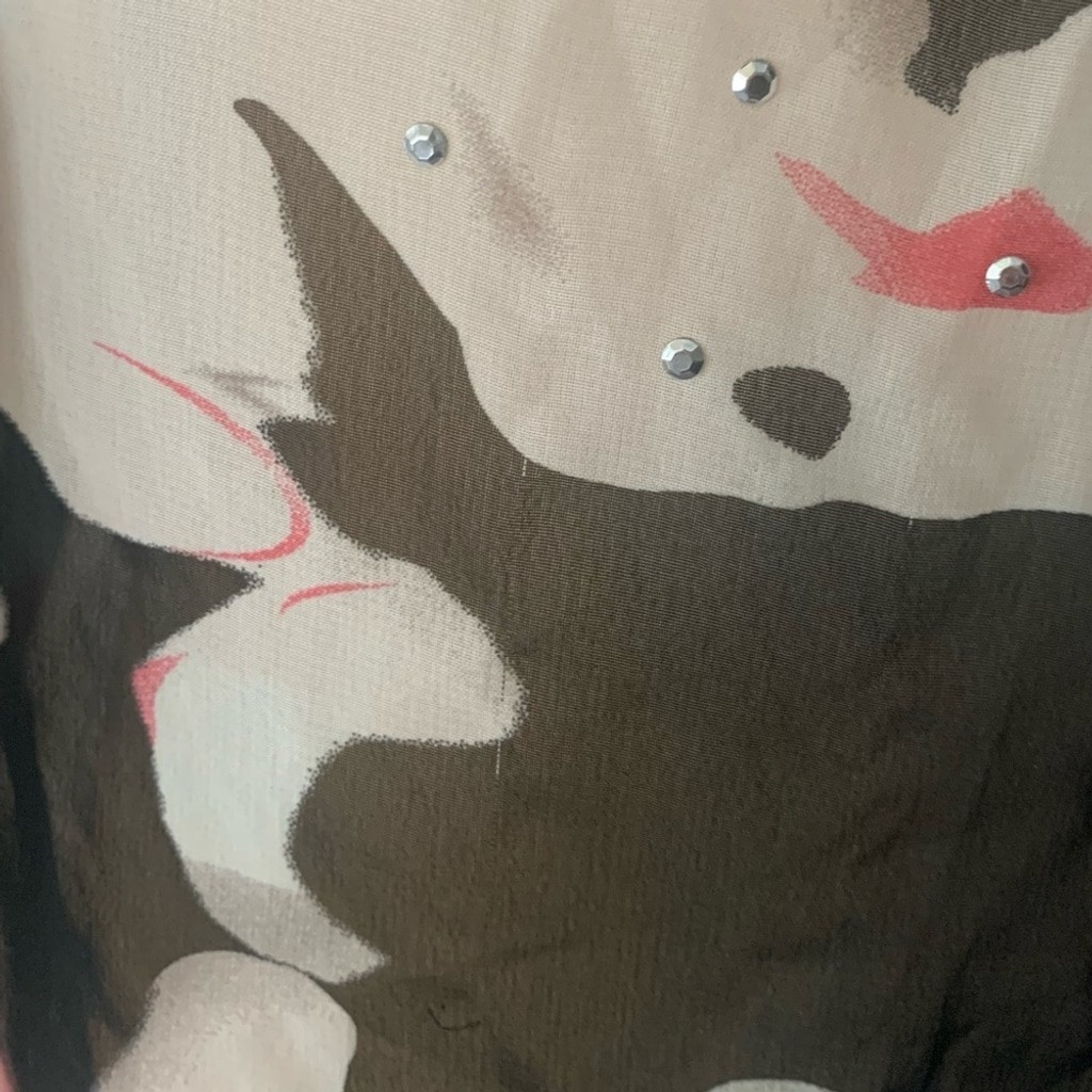 Vintage Paper Tee Black & White Floral Shear Open Sleeve Top