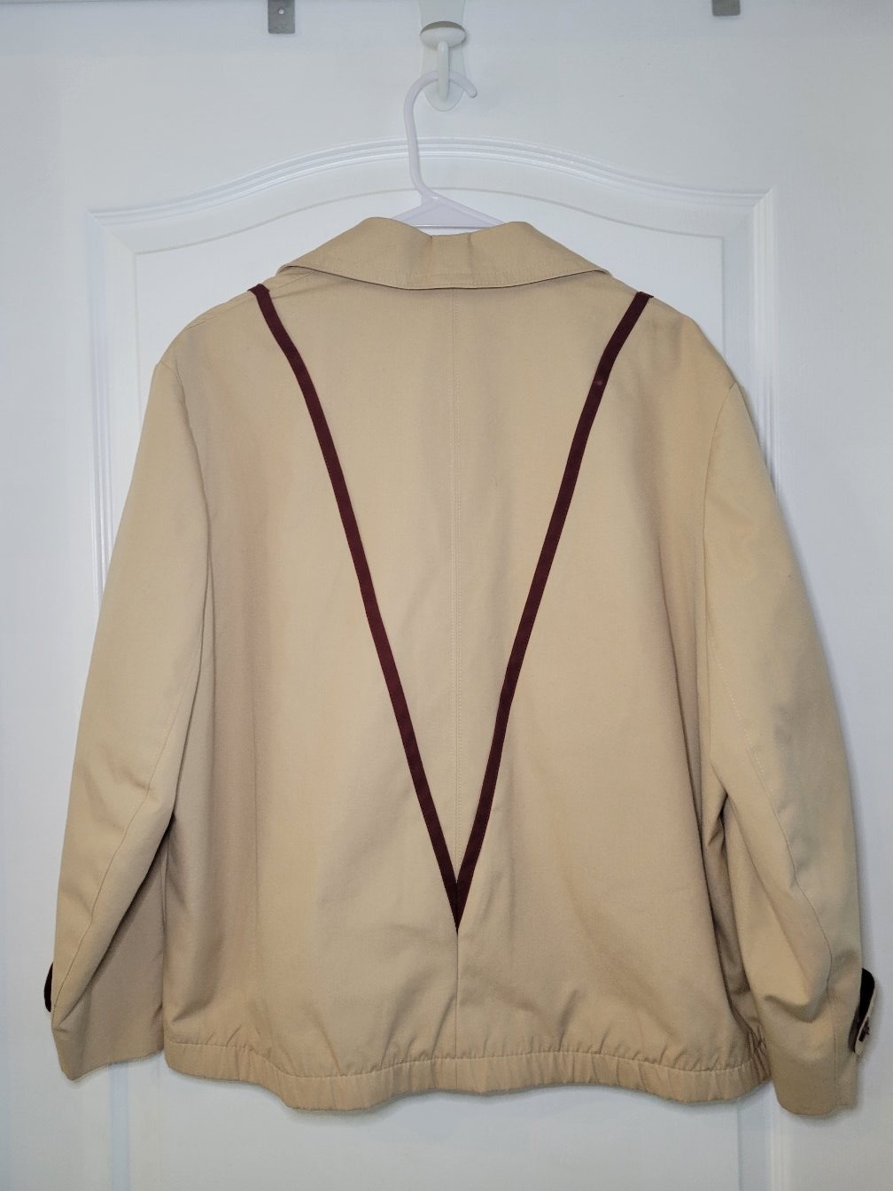 Etienne Aigner 80s Bomber Eisenhower Jacket Windbreaker Tan V Zippered Sz 14