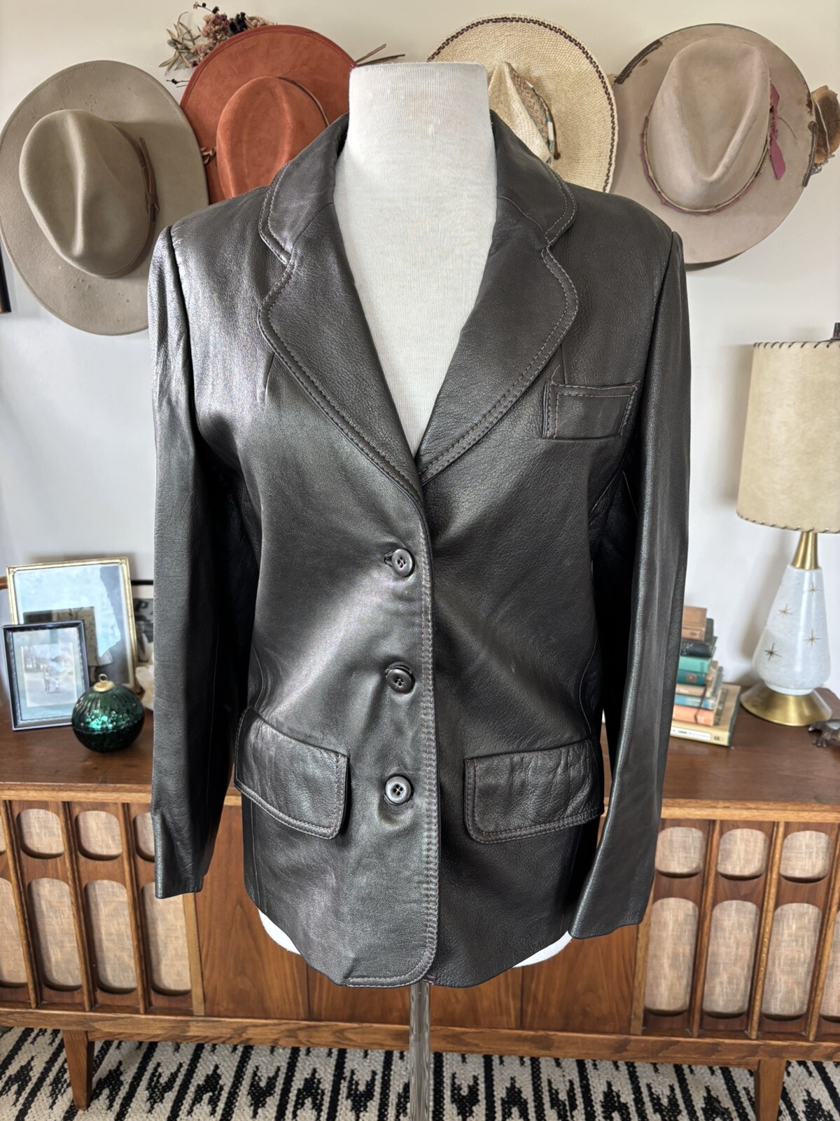 Vintage 80s Skin Gear Leather Jacket Women’s Soft Gray Sz S M