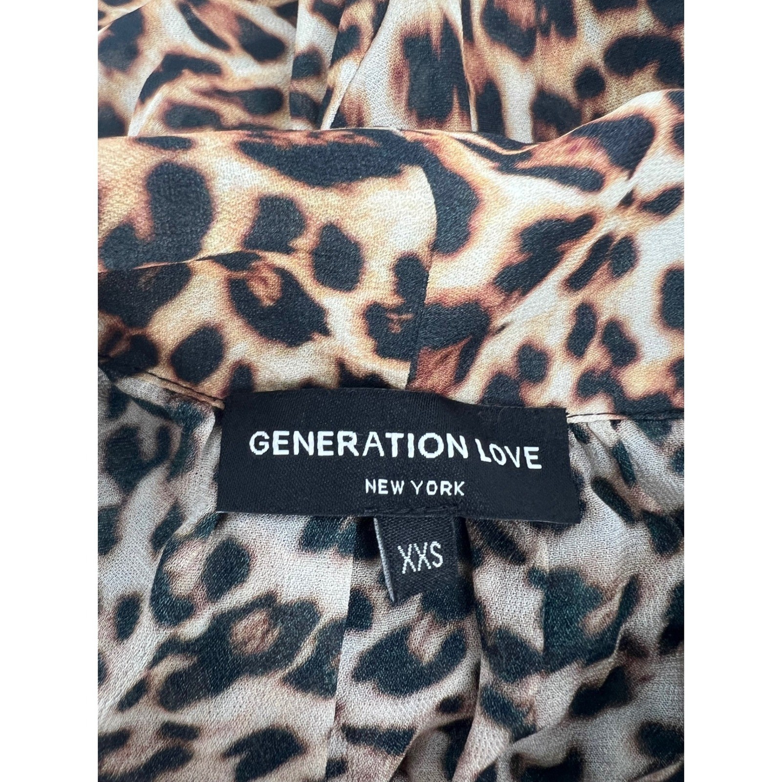 Generation Love Veralli Leopard Print Tie Neck Blouse XXS