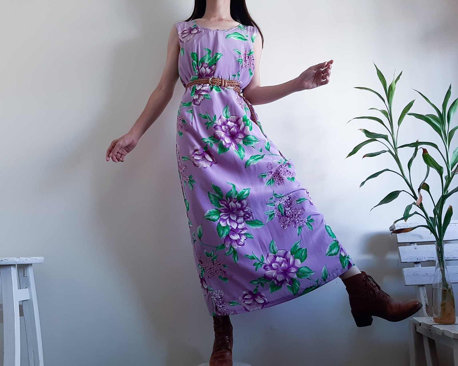 METRO STYLE Purple Floral 100% Silk Dress Jacket Set 2 Piece set Size 16 Size XL