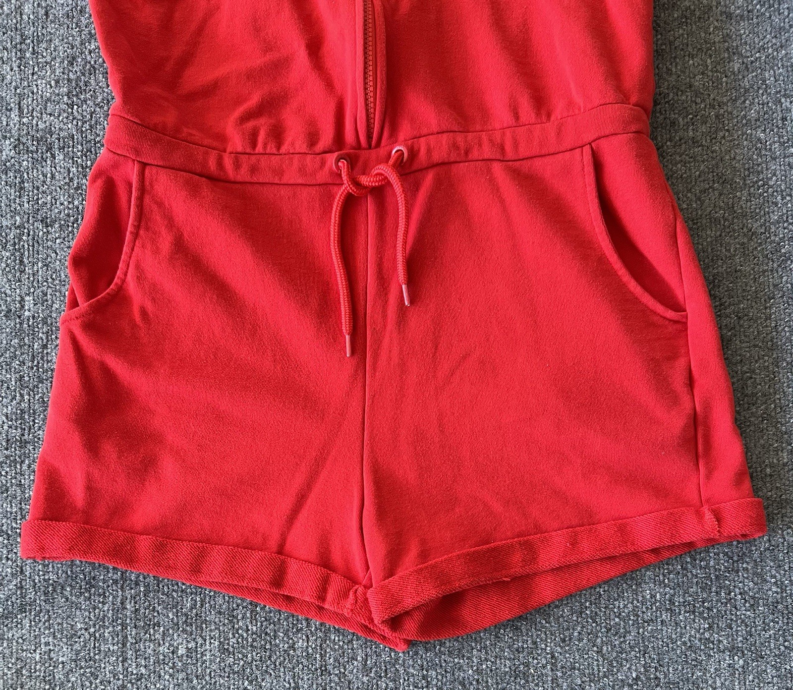 Fila VTG Womens Jumper Hoodie Sweatshirt Shorts Half Zip Drawstring Waist Red L