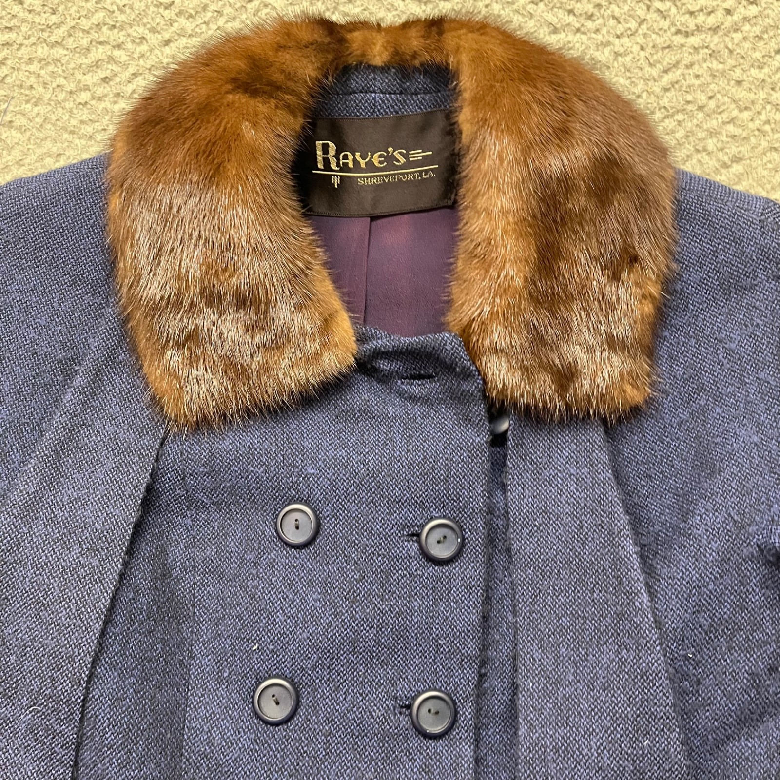 Vtg Zelinka Matlick Jacket Womens S Blue Forstmann Virgin Wool Fur Old Hollywood