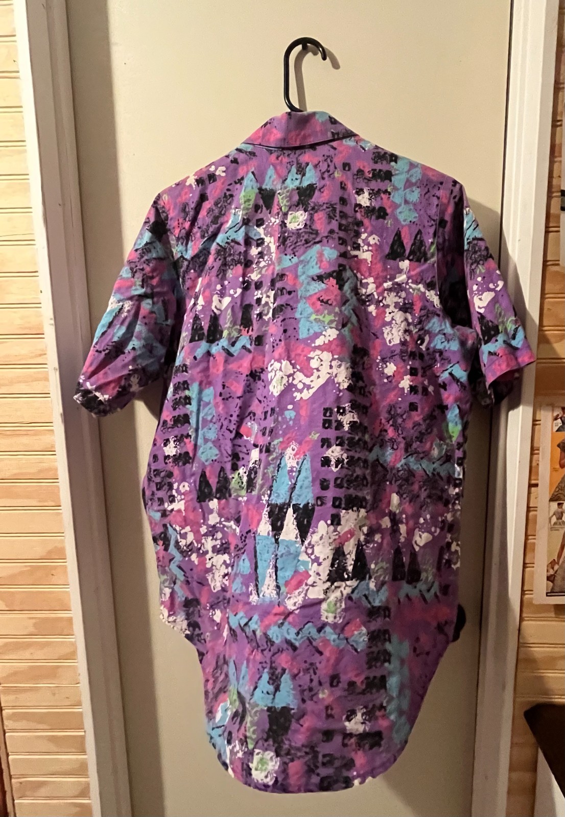 Vintage vibrant colorful Wanda D 1980s geometric button up shirt