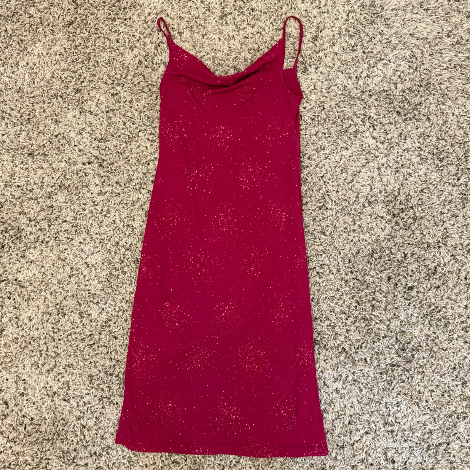 Vintage 90’s Y2K RED GLITTER PARTY DRESS M Stretchy Fairy Sparkle Bodycon Sexy