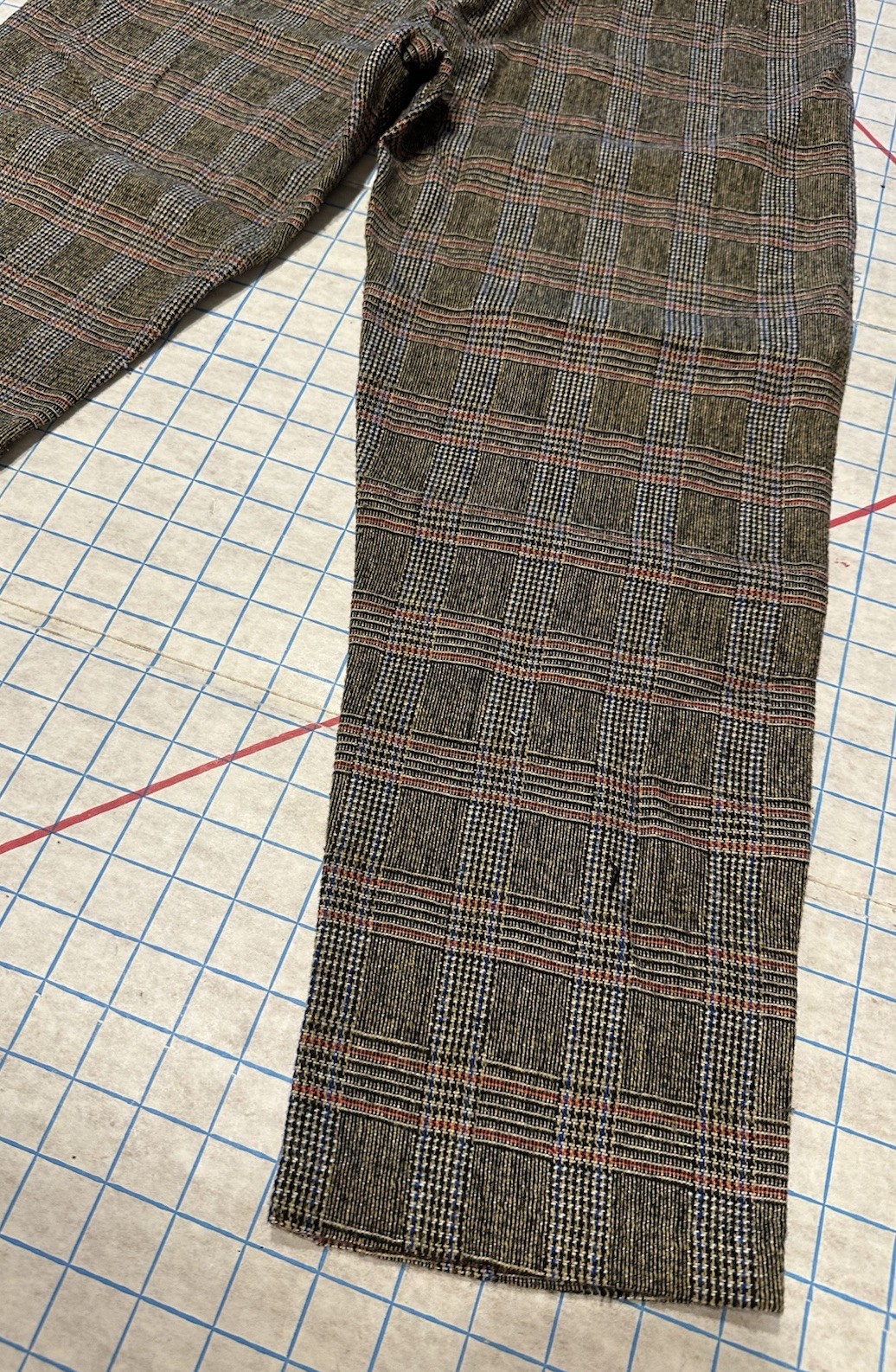 Vintage 1950s Nylon Wool Pants Women’s Tailored High Waist Glen Check Plaid