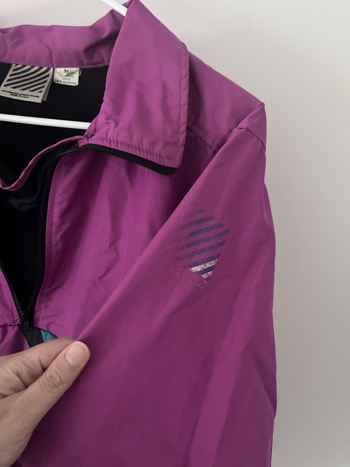 Sunbuster Vintage 80s Magenta Windbreaker Lightweight Anorak Jacket Medium