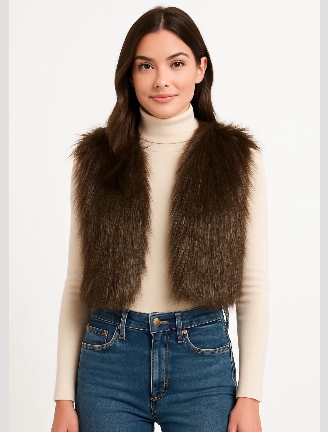Vintage women’s faux fur vest size XS brown colour from Argentina, elegant look