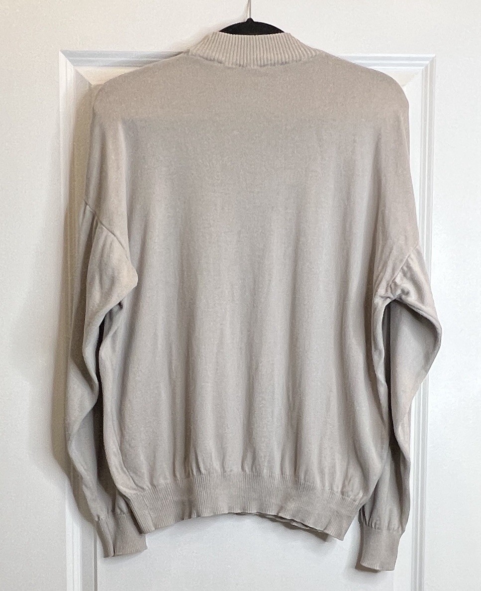 Marcello Vintage Sweater Small Beige Cotton Modal Mock Neck Knit Made in Italy