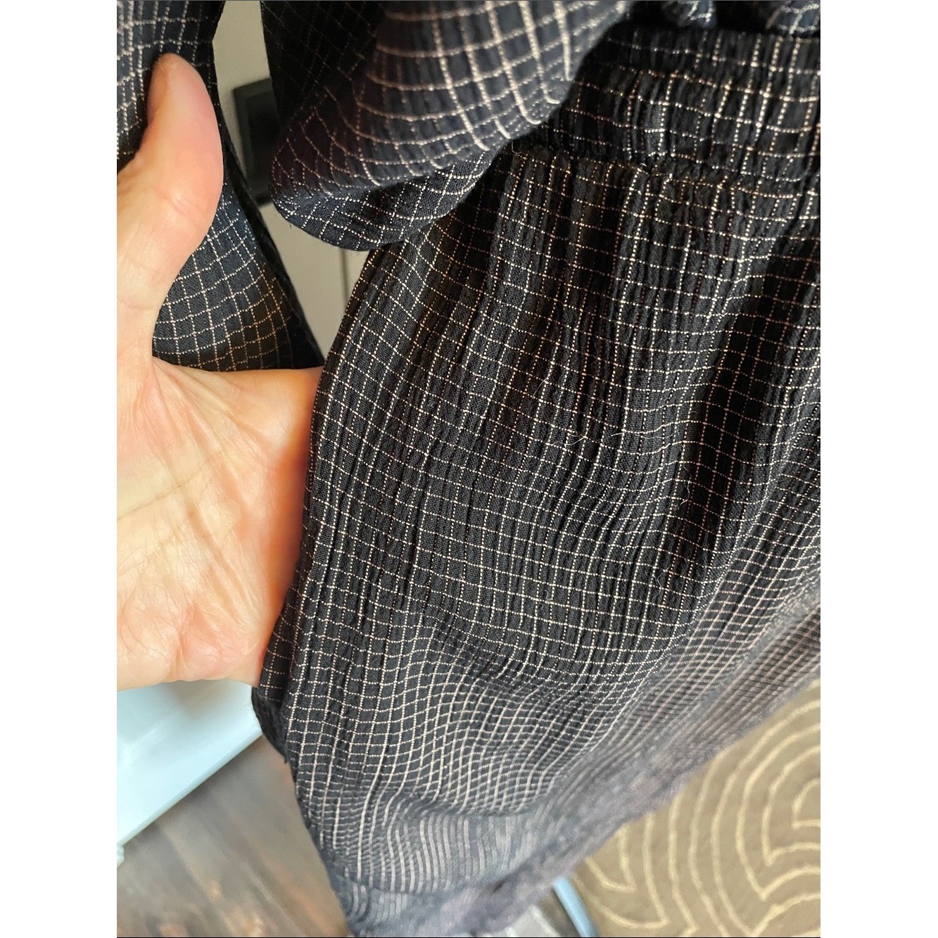 Vintage Jones NY Black & White Checked Button-Up Matching Set Elastic Waist Pant