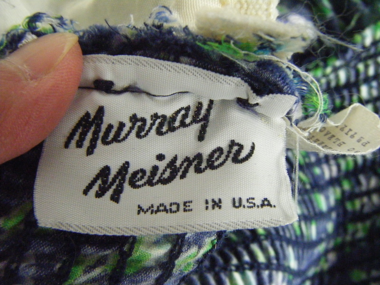 MURRAY MEISNER Vtg 60s Navy Green Floral Sun Swim Dress-Bust 34-37/XS