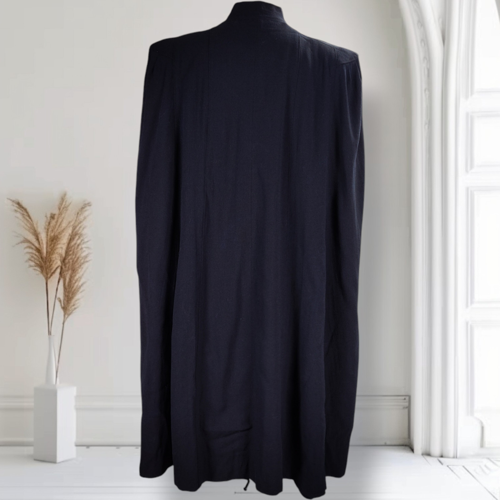 Vintage 1940s Midnight Blue Wool Crepe Gothic Cape Cloak Arm Slits Dark Academia