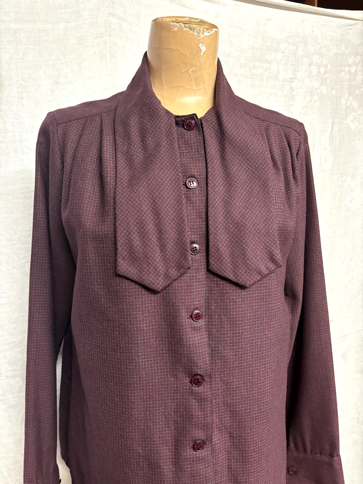 Women’s Vintage 1980s Gerard Darel of Paris Wool Top Blouse Neck Tie
