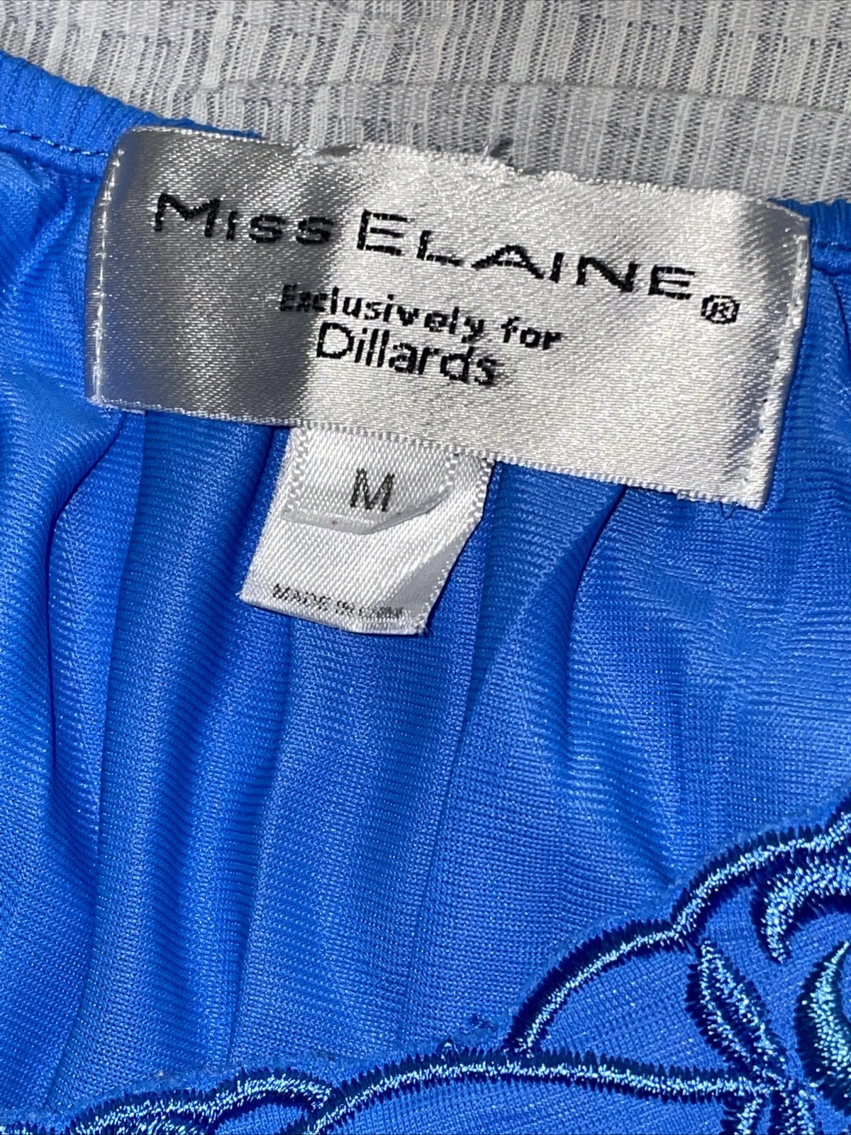 VTG Miss Elaine Nightgown Soft Nylon Aqua Marine Turquoise Butterfly Sleeve Med