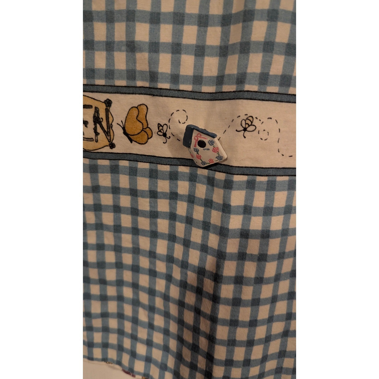 Vintage Reversible Garden Floral Vest Blue Gingham Sunflower Novelty Buttons