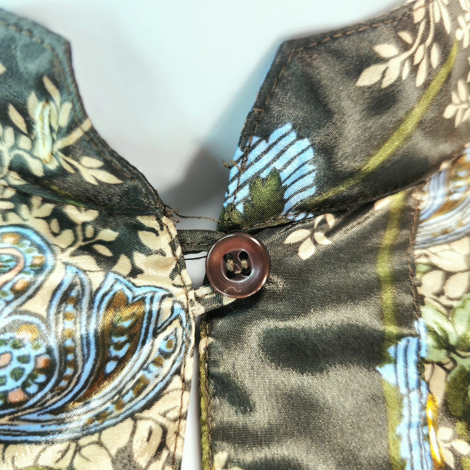 VTG 70’s Lady Manhattan Brown Paisley & Floral Blouse Sz 12 Replique Collection