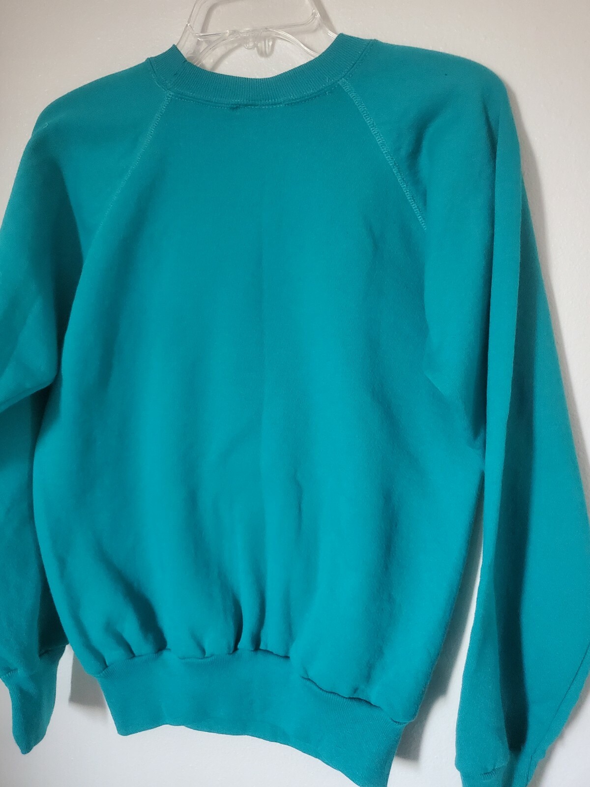 Vintage J.E. Morgan plain Teal blue green M cotton crew neck sweatshirt