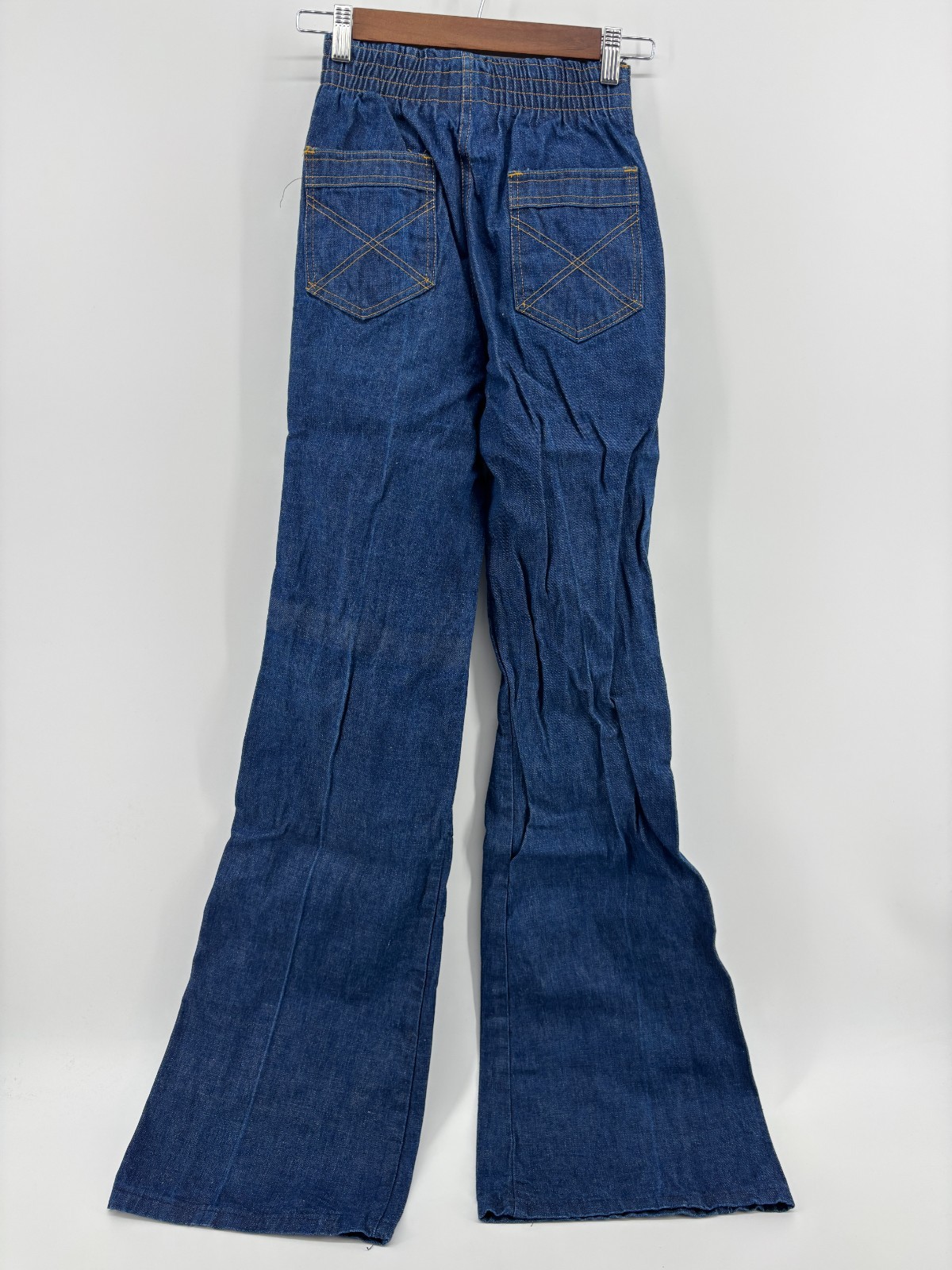 Rappers Bell Bottom Flared Jeans Womens Blue Denim High Rise USA 70s Vintage