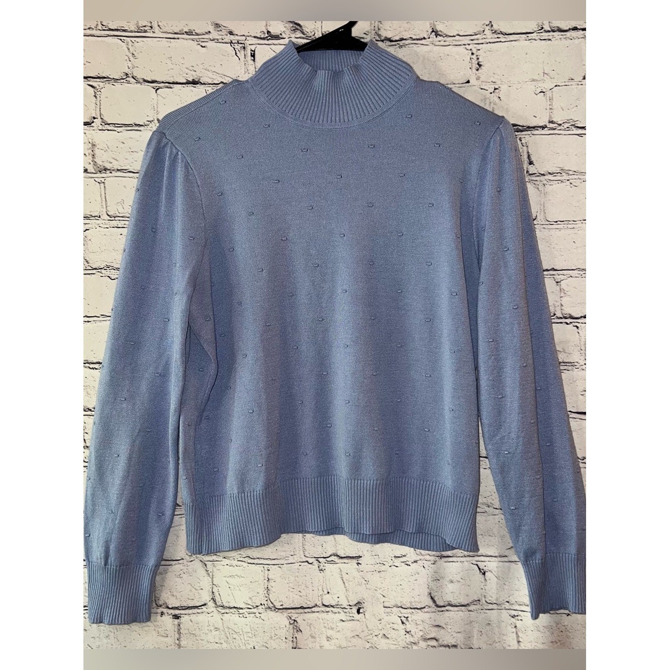 Retrology Textured Mock Turtle Neck Sweater Periwinkle Size Petite Large