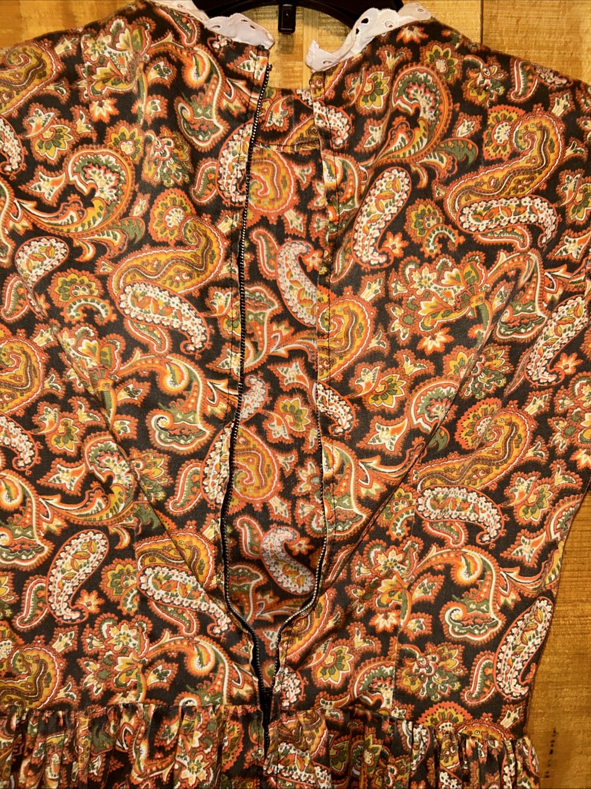 VTG 1970s Floral Prairie Maxi Dress Handmade Full Circle Skirt 3/4 Sleeve SZ S
