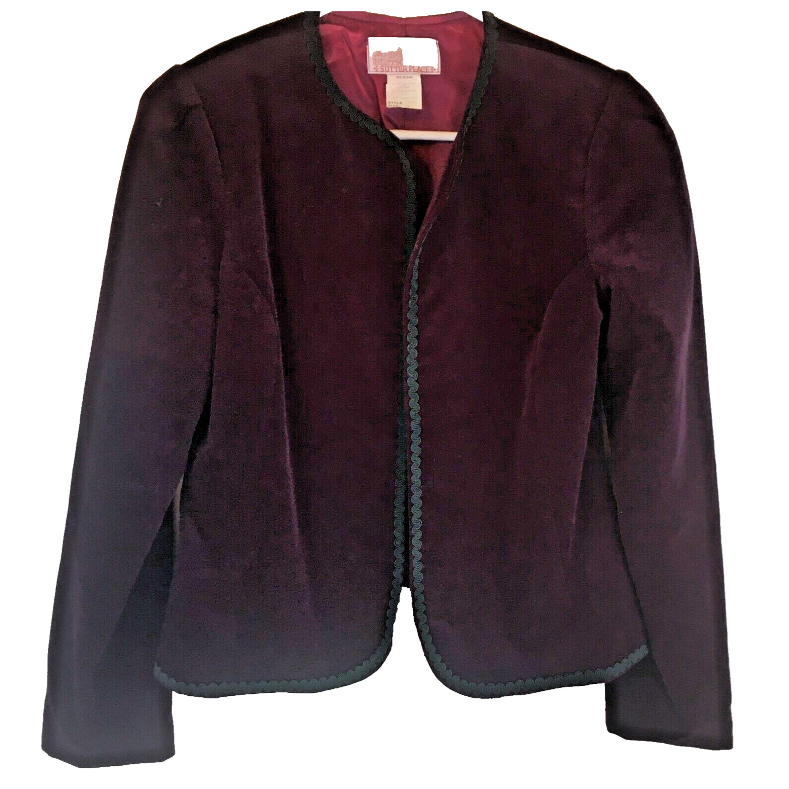 renaissance Ren Faire Womens Velvet jacket lined Size 8 Plum Black Boho