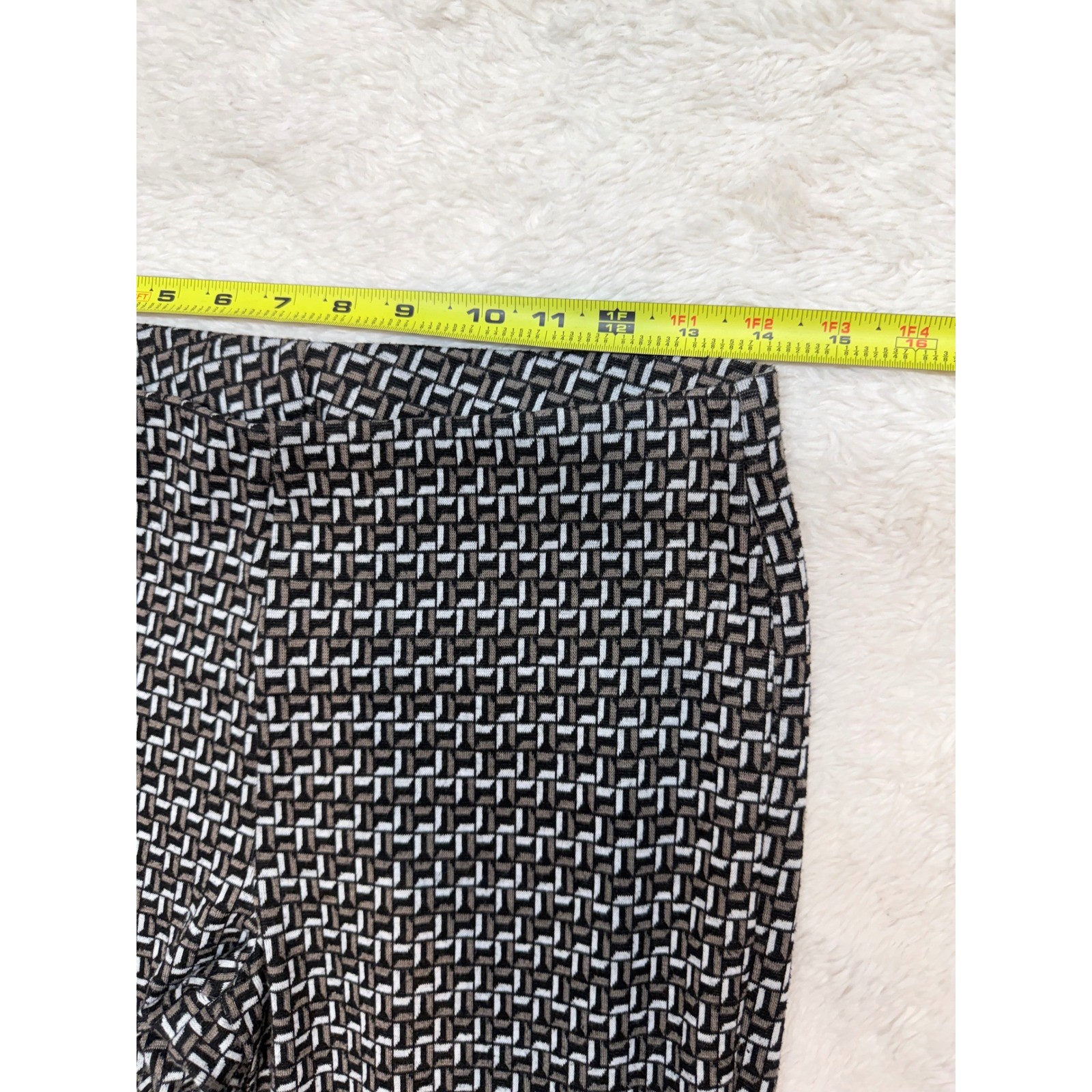 Zara Geometric Flare Pants Womens Size L Retro Knit High Rise Excellent