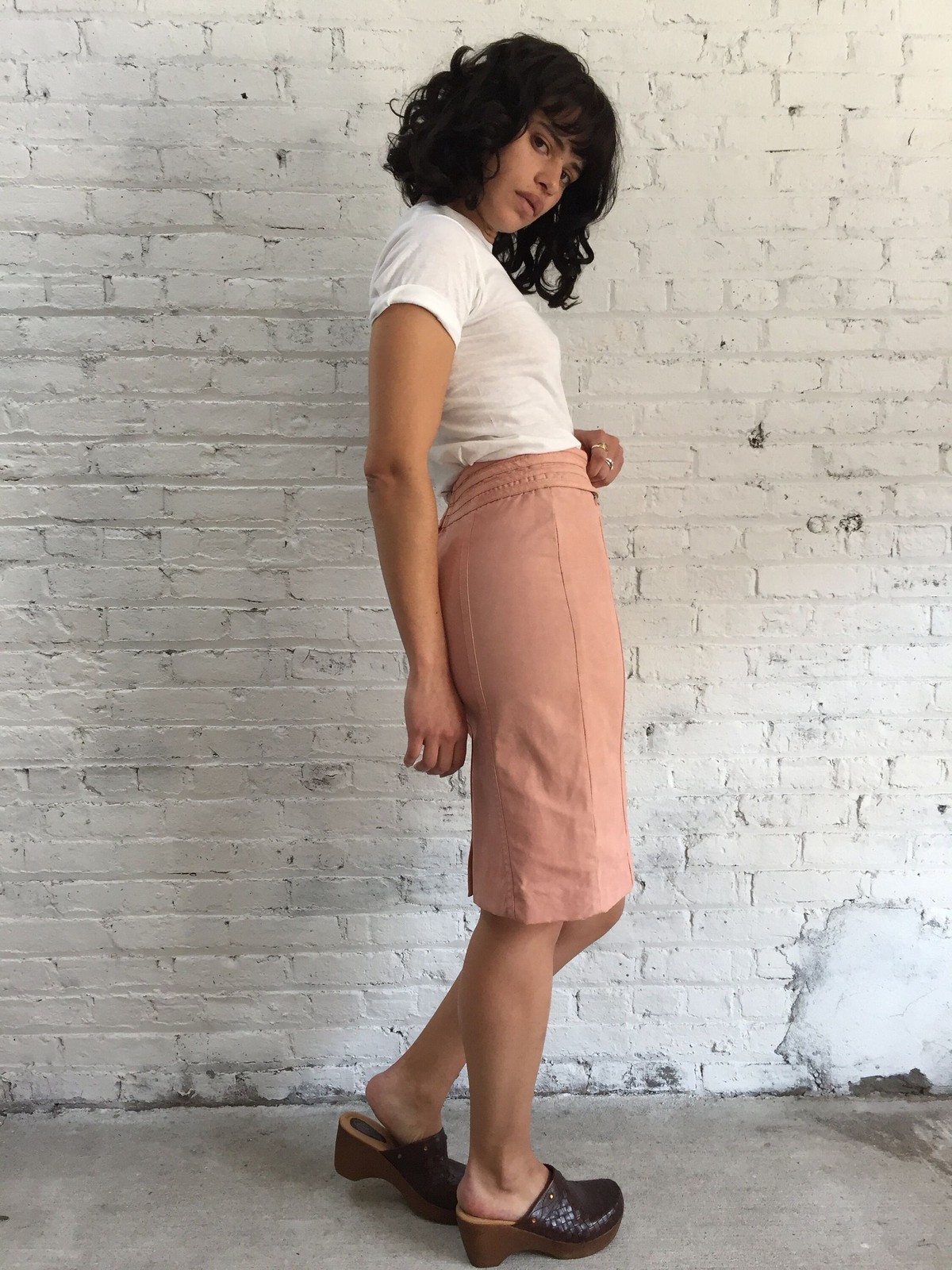 y2k Marc Jacobs blush pink pencil skirt / dusty rose bandage fitted skirt