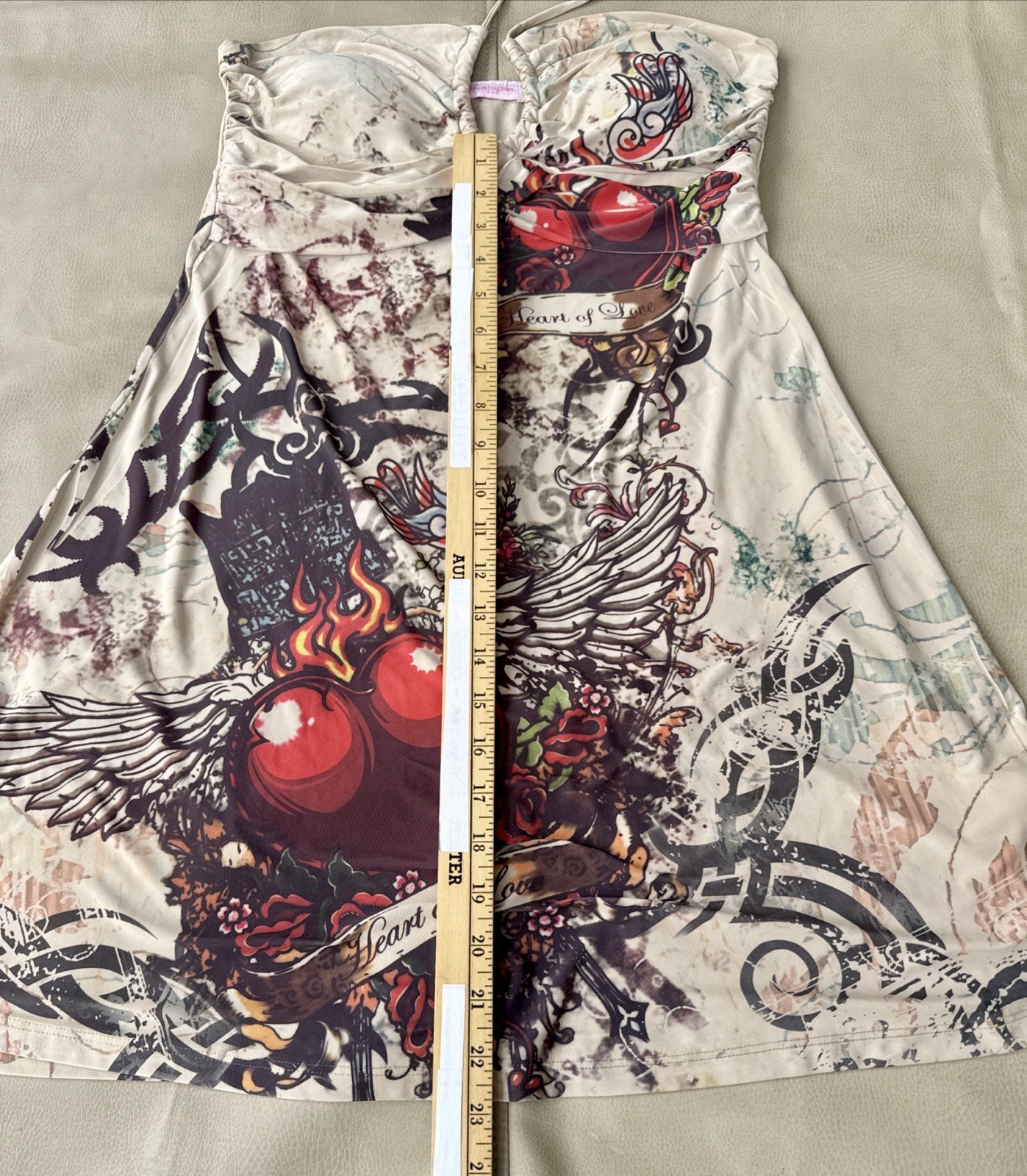 Vtg Y2K HeartOfLove Dress,SzM,1990’s EdHardy Look 90’s,1990’s,StrangerThings Era