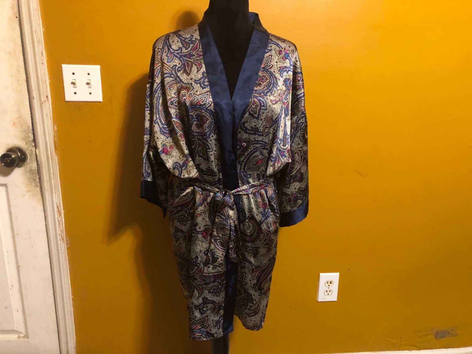 VTG 80’s Body Drama Lingerie Women’s Multicolored Paisley Print Kimono Robe M