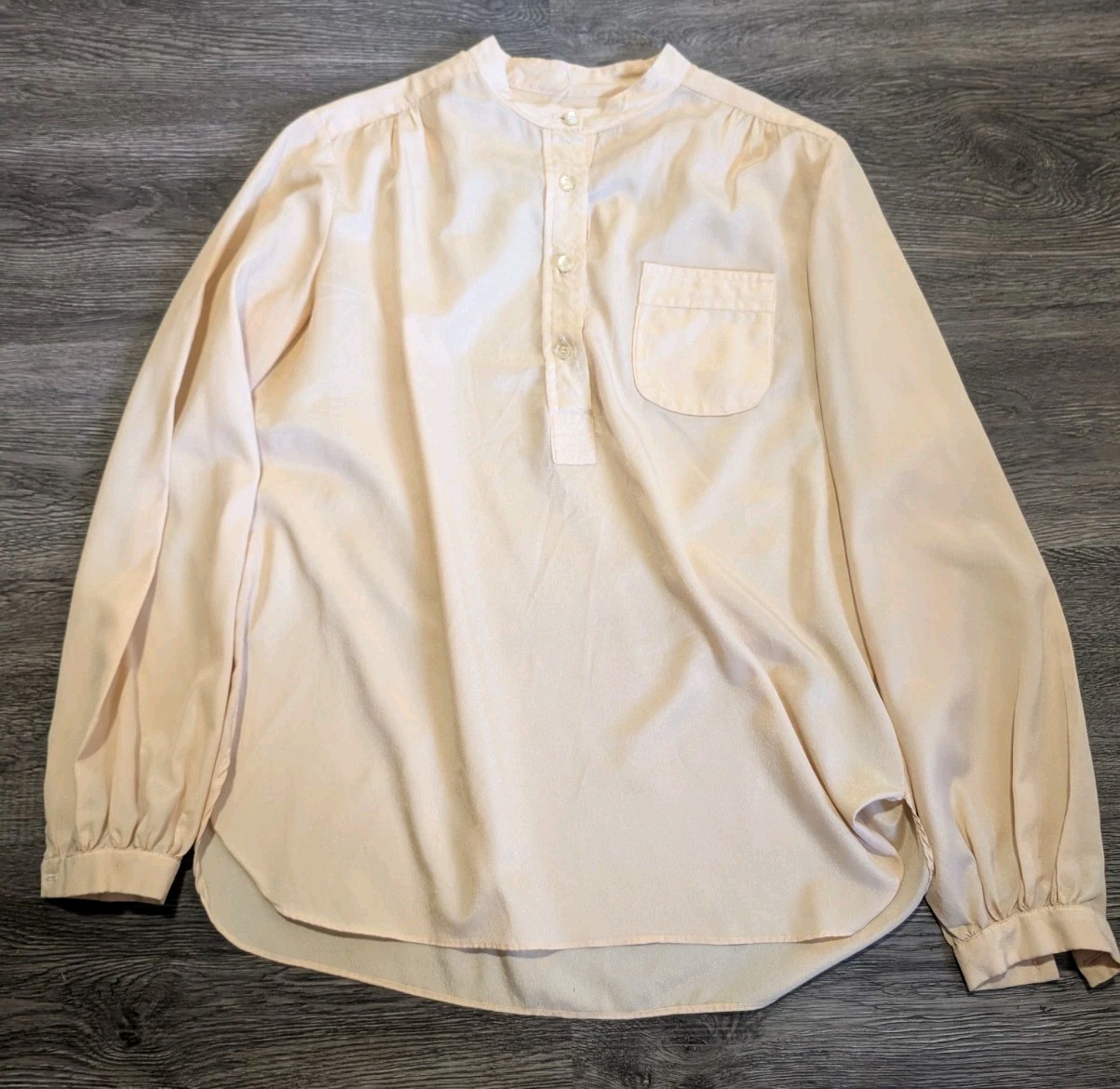 Schrader Sport New York Vintage Beige Button-Down Shirt – Retro Minimalist Size