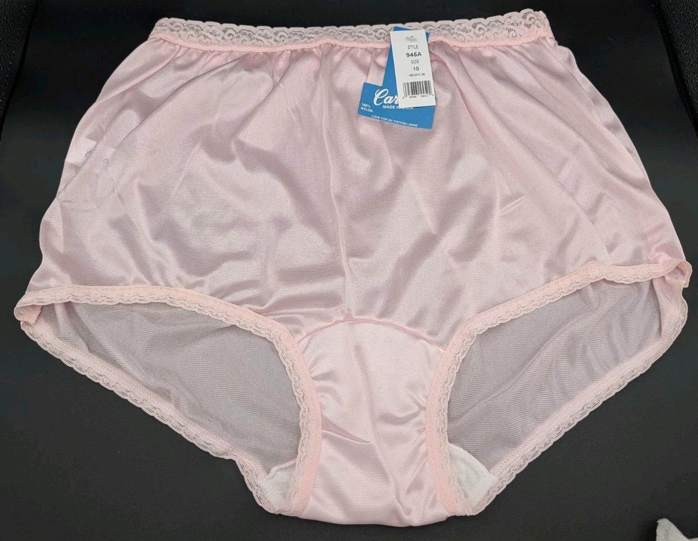 Vintage Carole Granny Panty Full Brief Shiny Pink High Waist Lace Trim Sissy 10