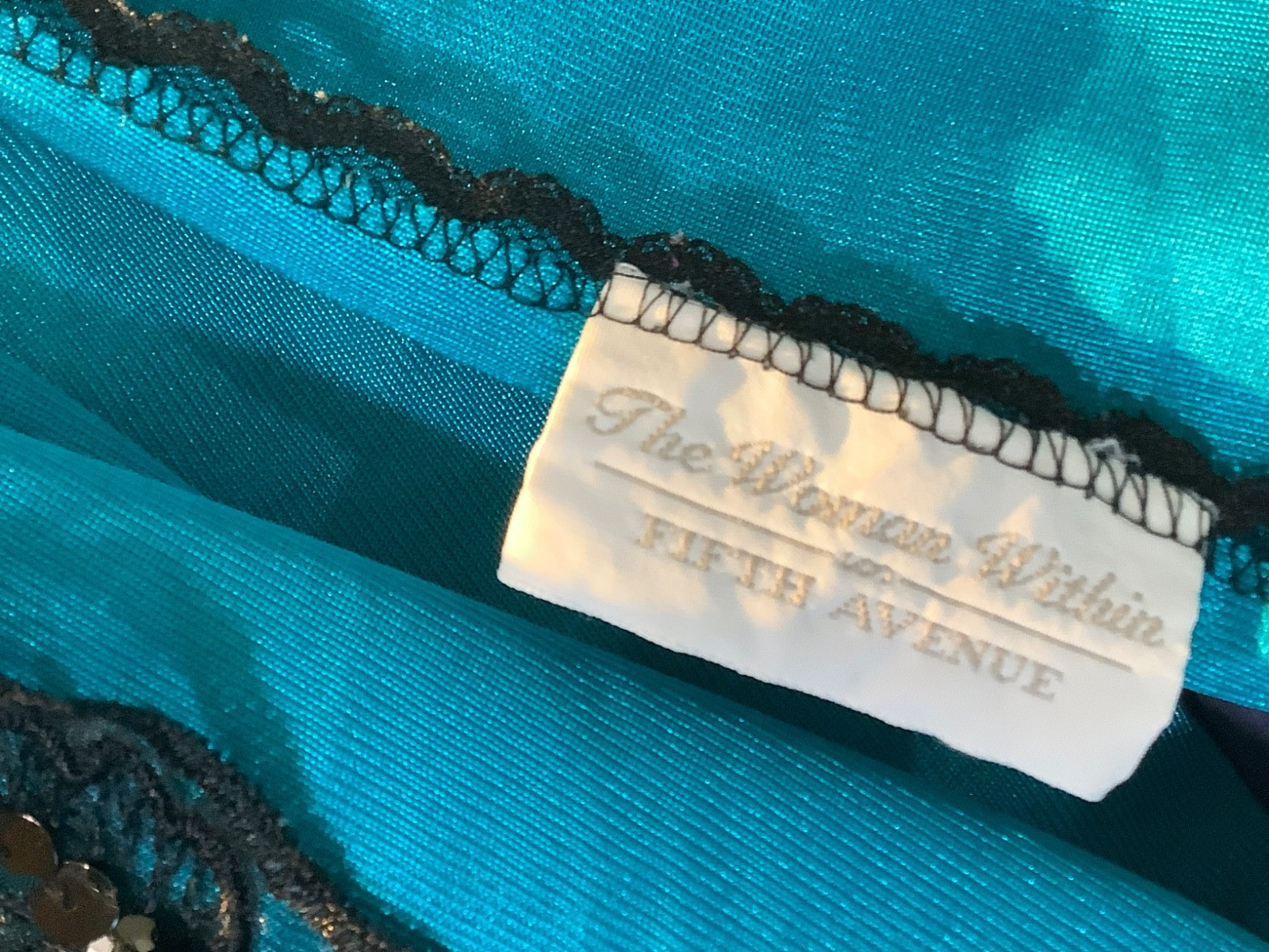 vintage Plus woman within Turquoise blue 80s sexy Chemise lace Cami babydoll 2XL