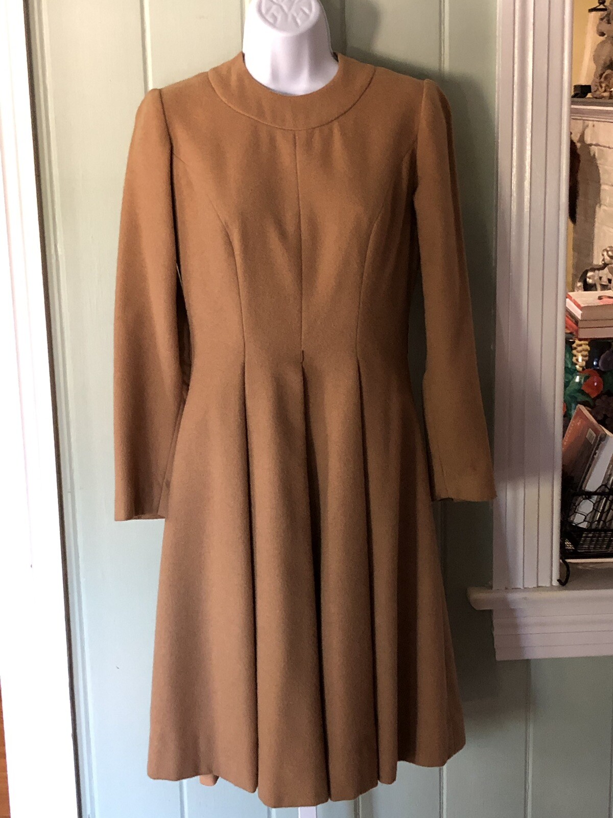 Vintage 1950’s ANJAC FASHIONS by JACK NEEDLEMAN FLARED GENUINE CAMEL HAIR DRESS