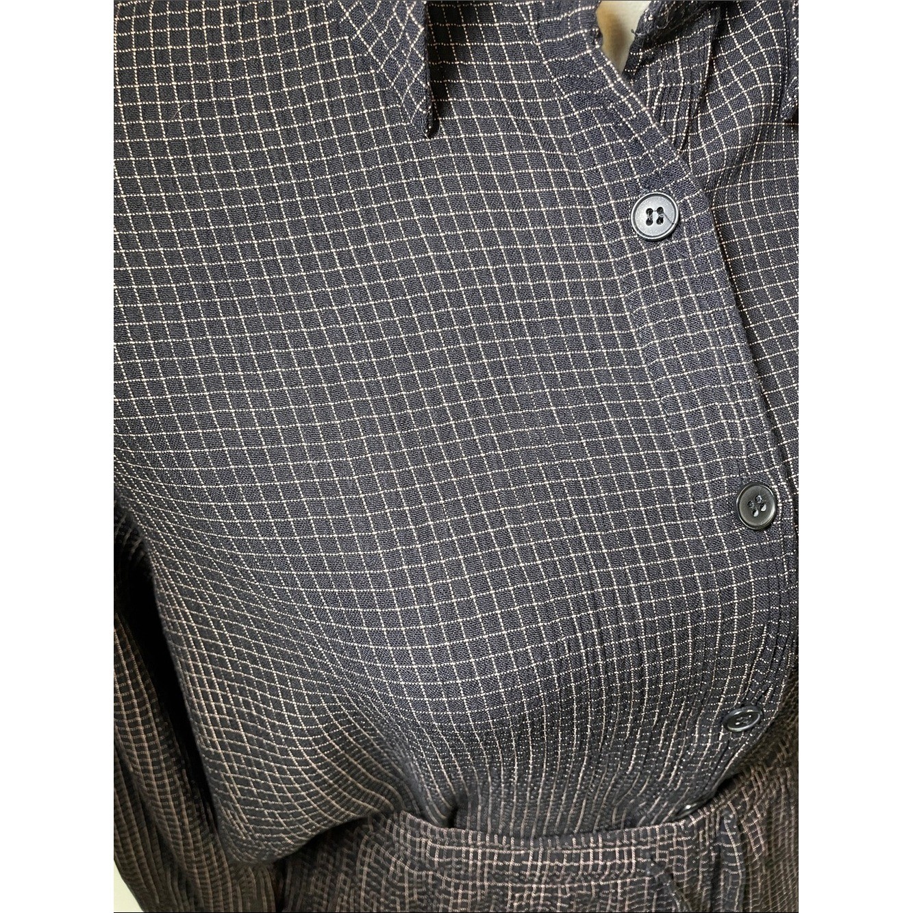 Vintage Jones NY Black & White Checked Button-Up Matching Set Elastic Waist Pant