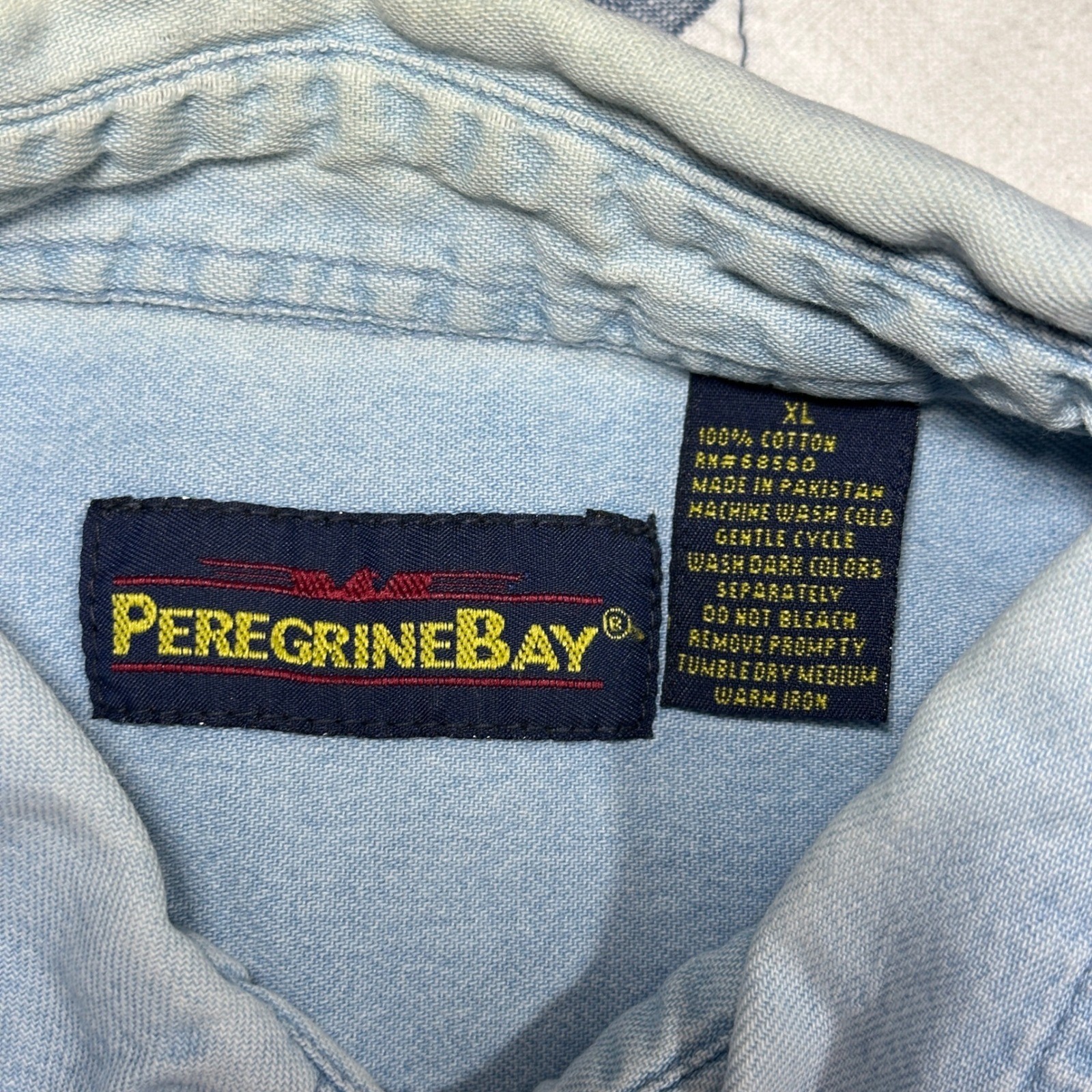 Vintage Cottage Core Denim Shirt Peregrine Bay XL Blue Embroidered Floral