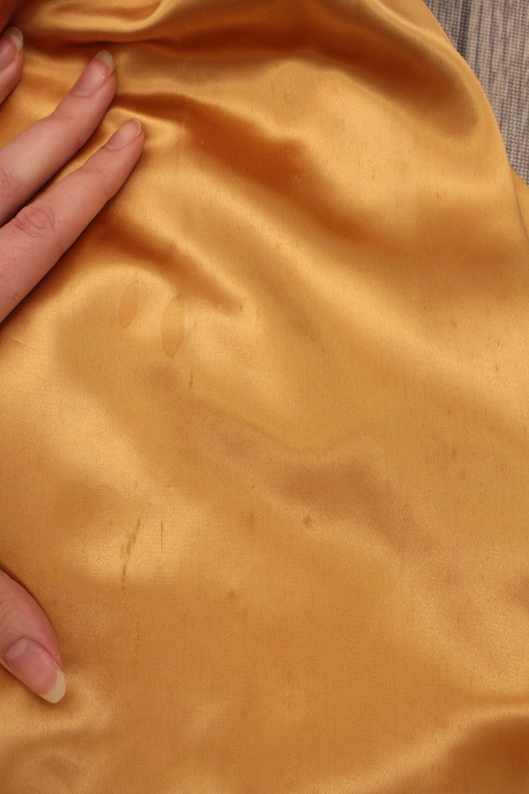 Vtg Women’s 40s Yellow Gold Formal Satin Gown Sz XS/S 1940s Party Prom Dress