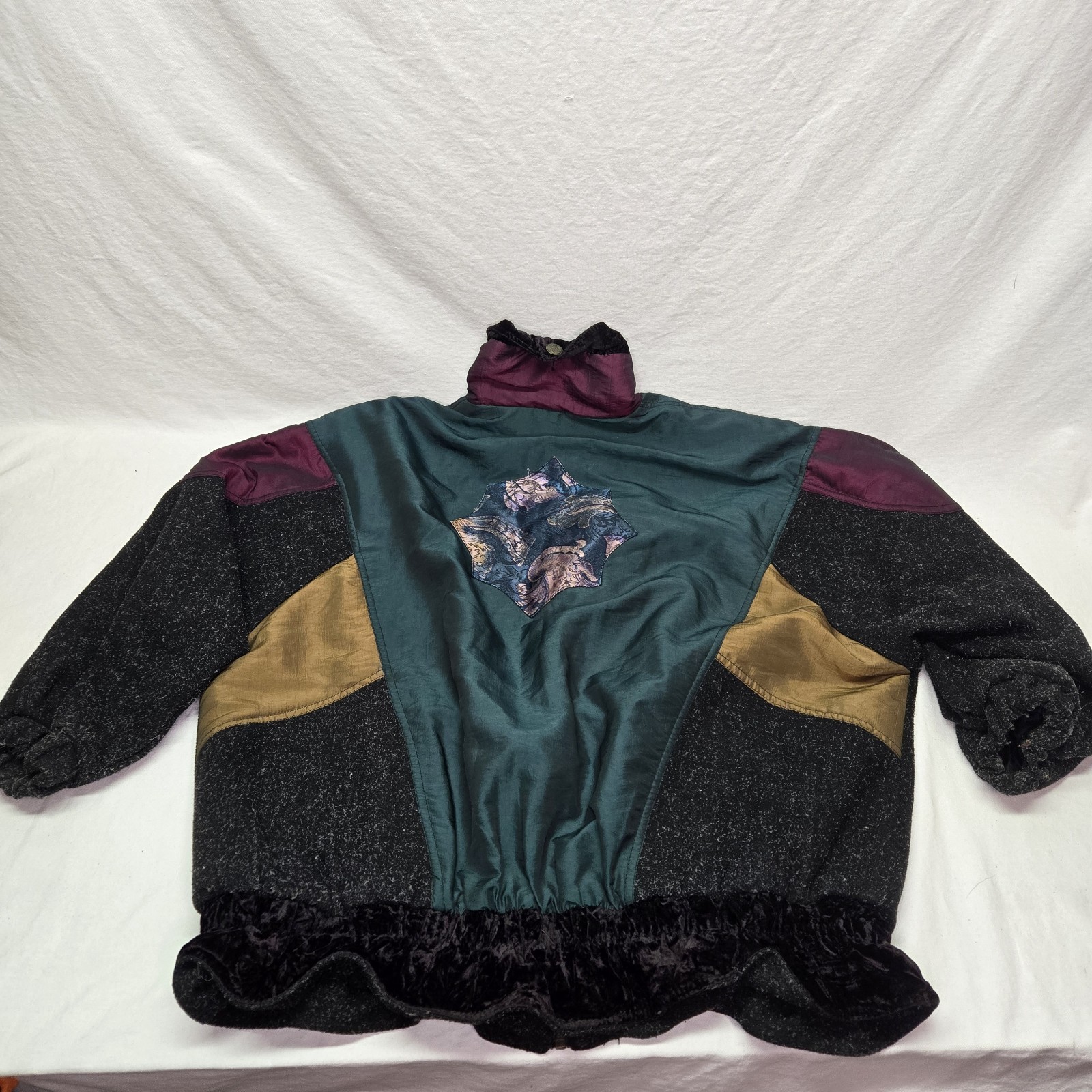 Vintage Charles Klein Women’s Jacket 2X Colorblock Patchwork 80s 90s