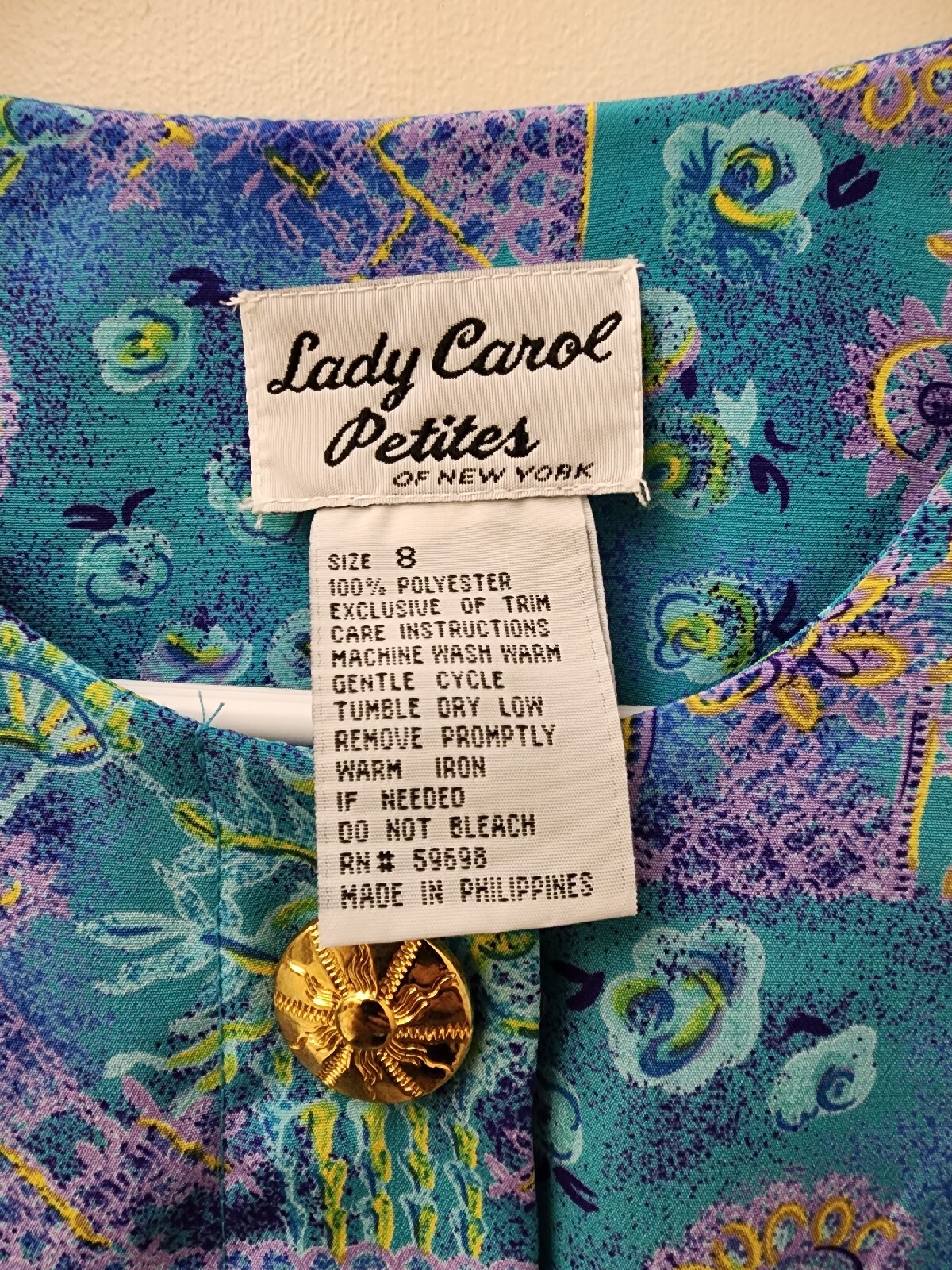 VTG Lady Carol Petites Of New York Pleated Floral Office Dress With Belt Size 8