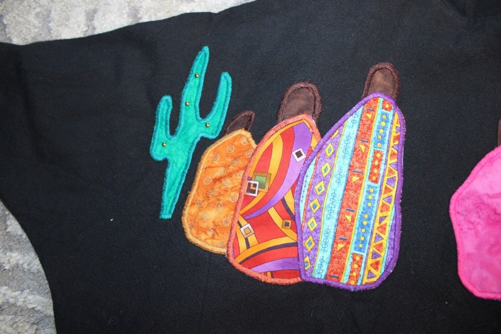 Alfredos Wife Black Cardigan Style Embroidered Western Themed Cactus Whimsical