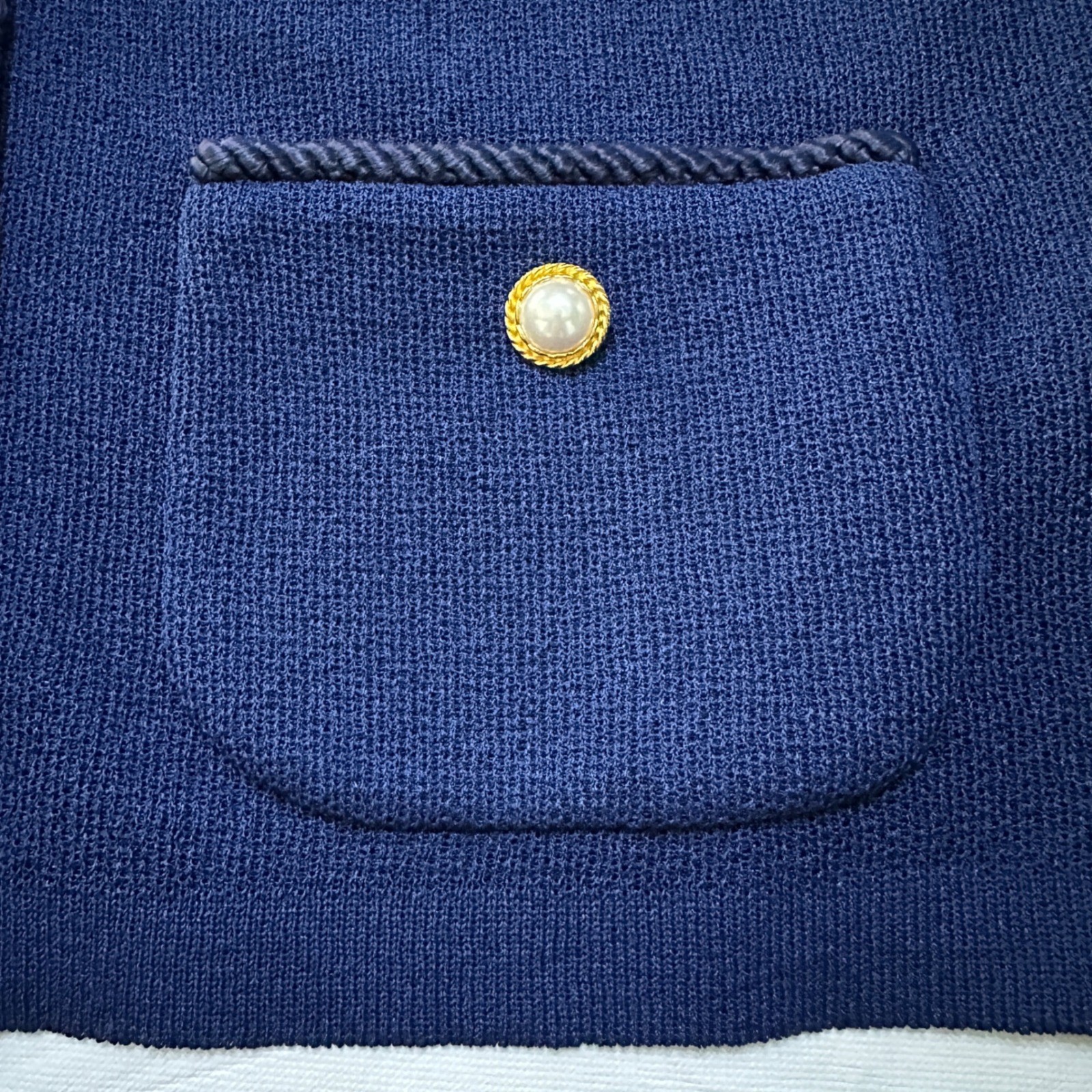 VTG Castleberry Knit Skirt Suit Womens 12 Navy Blue Old Money Luxury ILGWU USA