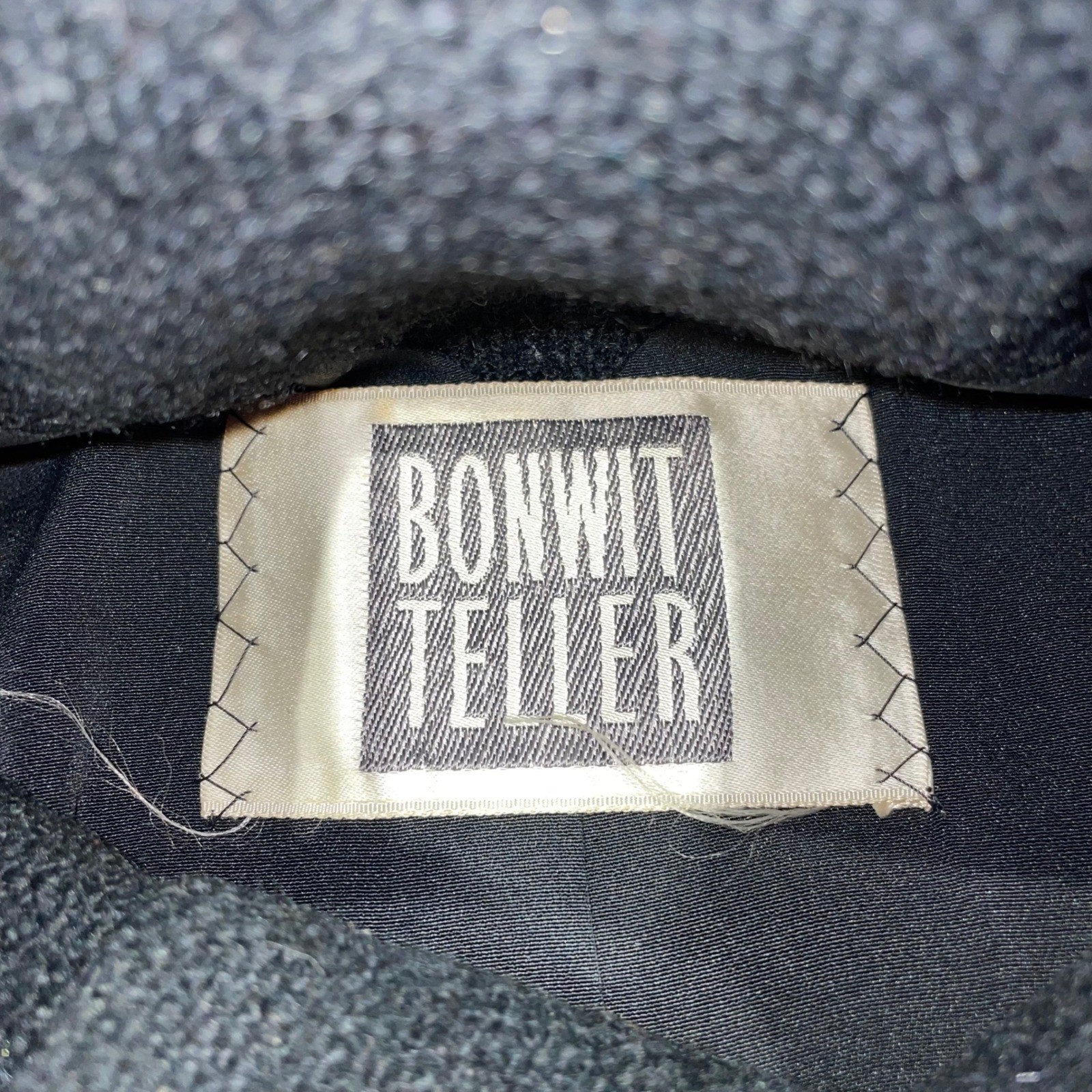 Vintage Bonwit Teller Black Bouclé Swing Coat Cropped Sleeve Wool Jacket