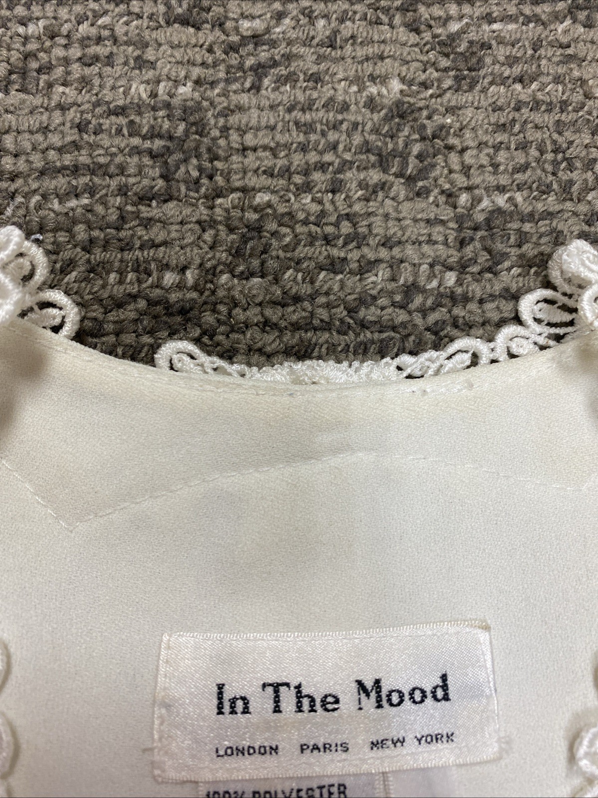 Vintage In The Mood Ivory Jacket And Skirt Suit Set Lace Detail Wedding Size