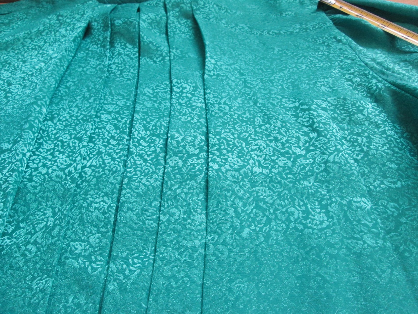 Vintage Christie & Jill Silky Blouse 12 Large Shirt Mandarin Collar Pleat Green