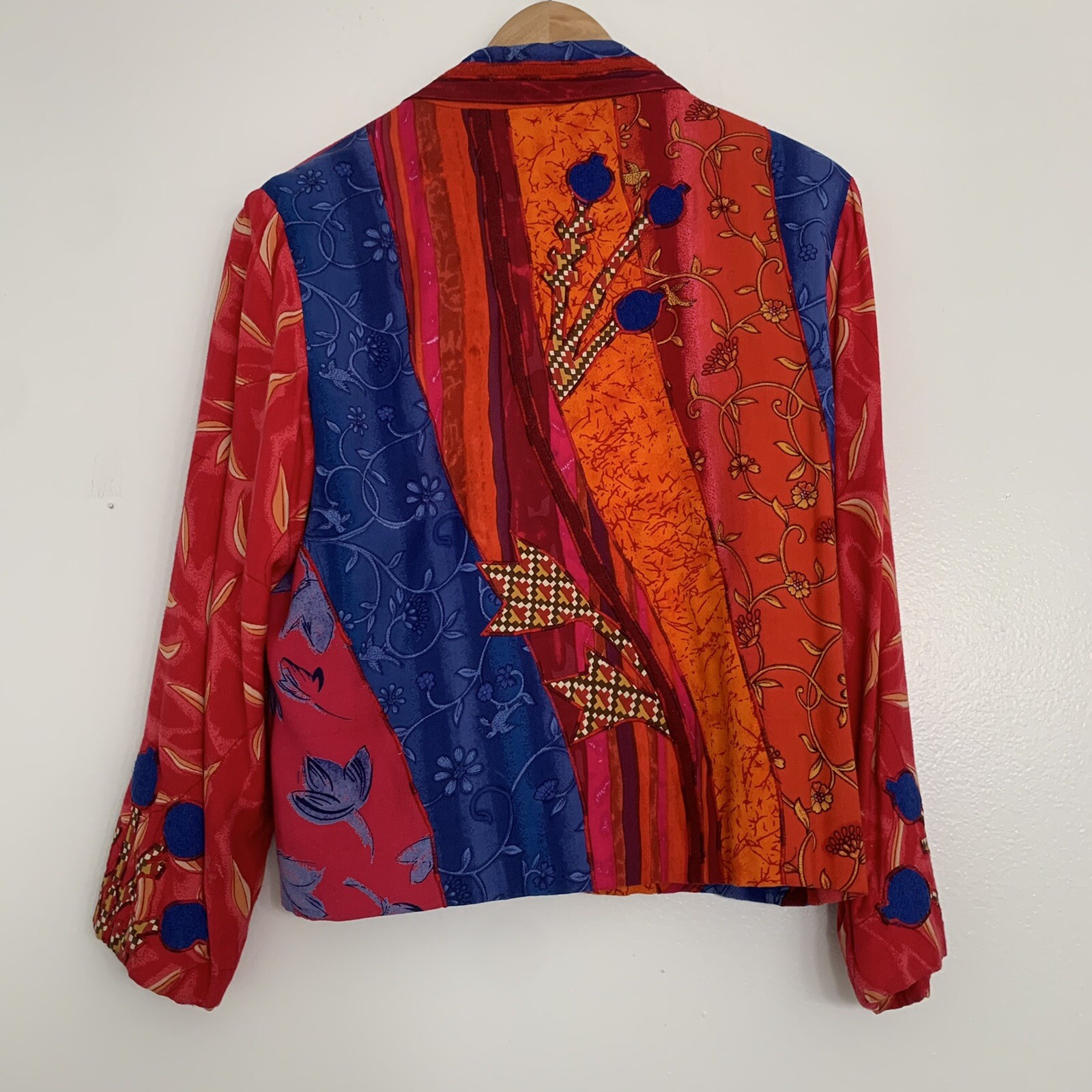 Vintage 90s Womens Large Minnies Closet Crazy Quilt Embroidered Jacket Pop Art
