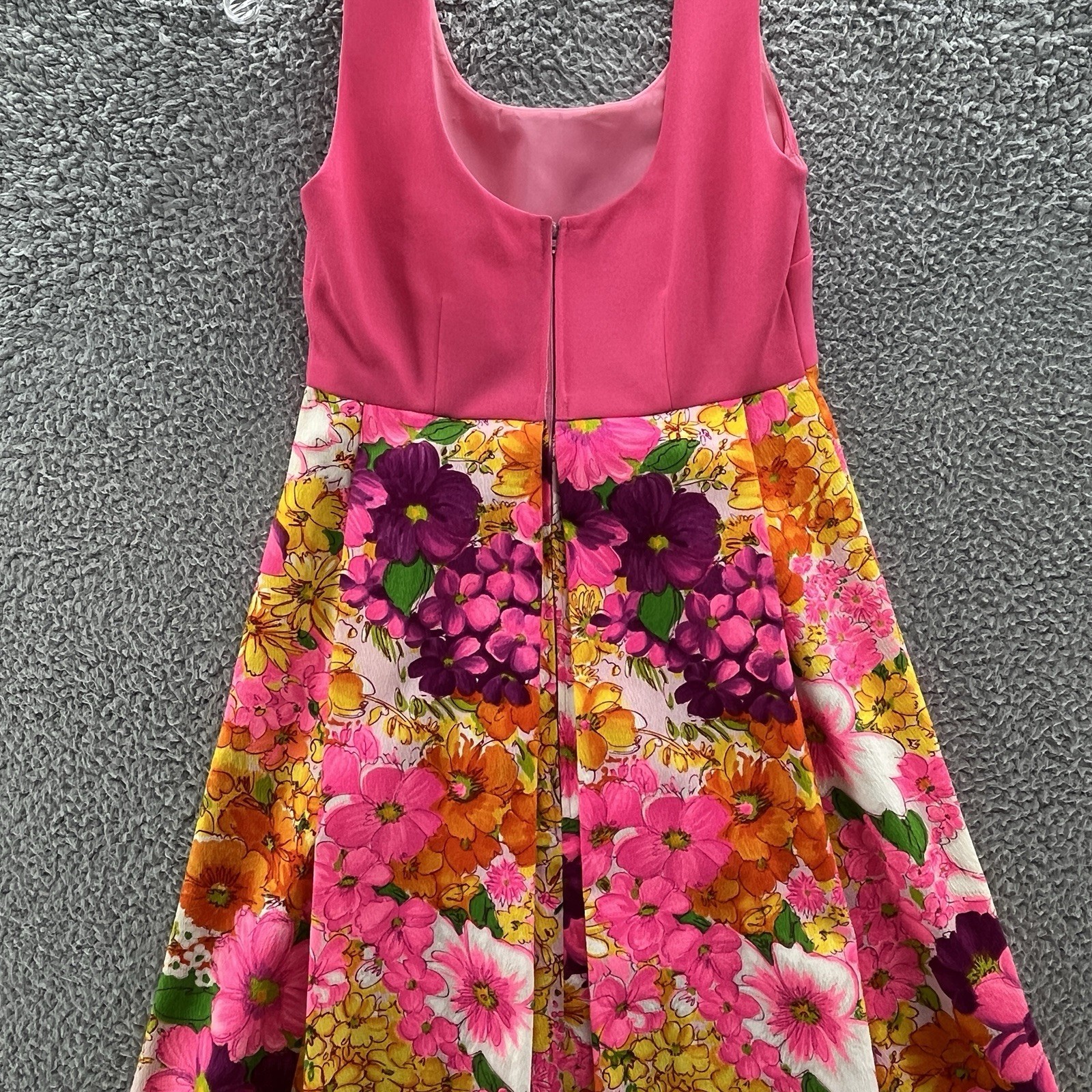 VTG 60s 70s Flower Power Dress XS Pink Colorful Floral Seamstress Made Maxi